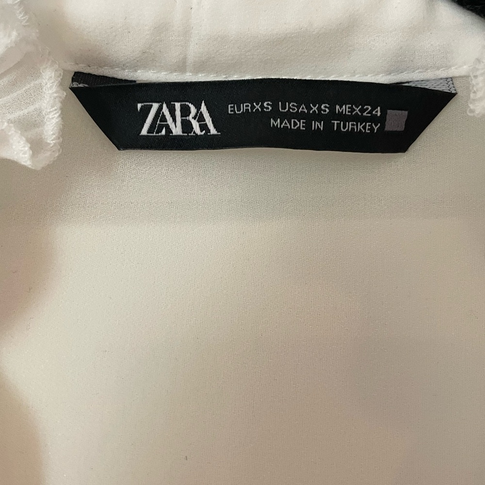 Zara sheer ruffle white blouse size XS - Picture 5 of 6